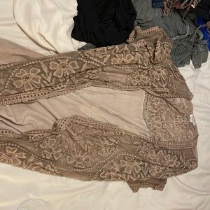 Umgee tan floral lace cardigan